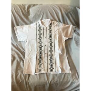 White Short Sleeve Western Shirt Men's M